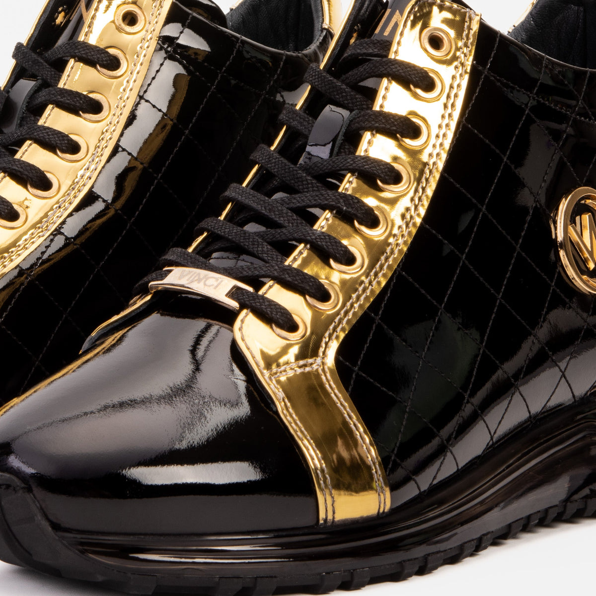 Vinci Leather The Prestige Black & Gold Limited Edition High-Top Men Sneaker – top view
