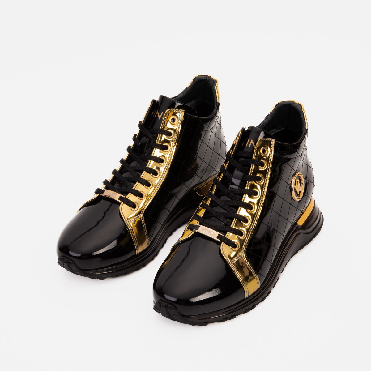 Vinci Leather The Prestige Black & Gold Limited Edition High-Top Men Sneaker – top view
