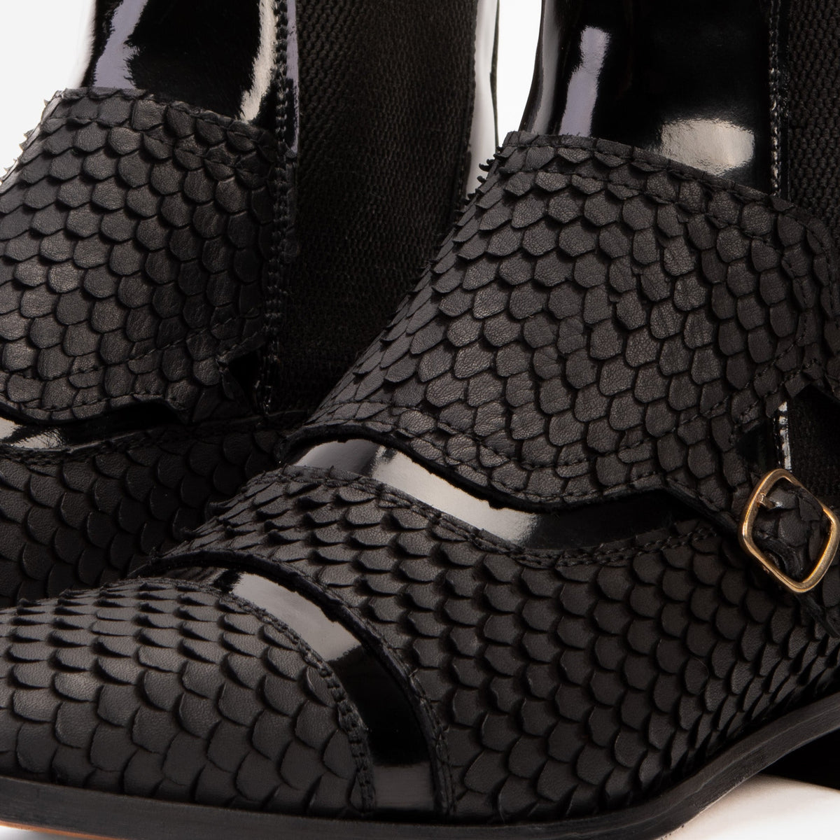 Vinci Leather The Orion Black Snakeskin Pattern Leather Double Monk Strap Men Boot – product view 3