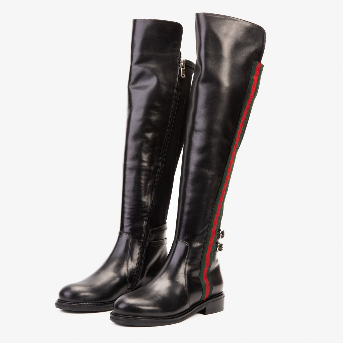 Vinci Leather The Manhattan Luxe Black Leather Knee - High Boot – product view 2