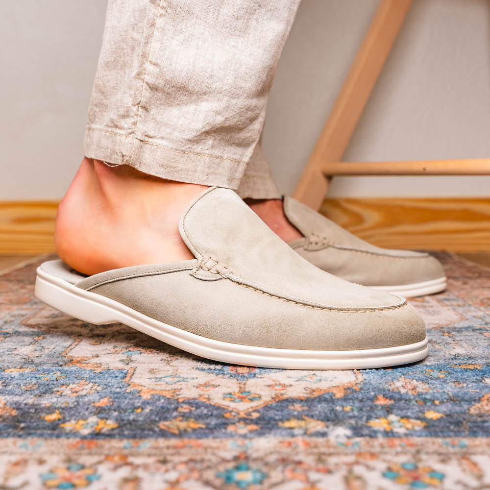 Zelli Italia 06-112-GRY SORO Sueded Italian Goatskin Mule Grey Top View