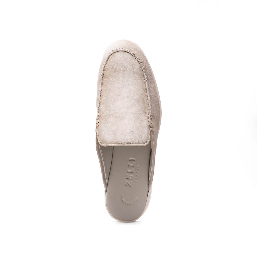 Zelli Italia 06-112-GRY SORO Sueded Italian Goatskin Mule Grey Back View