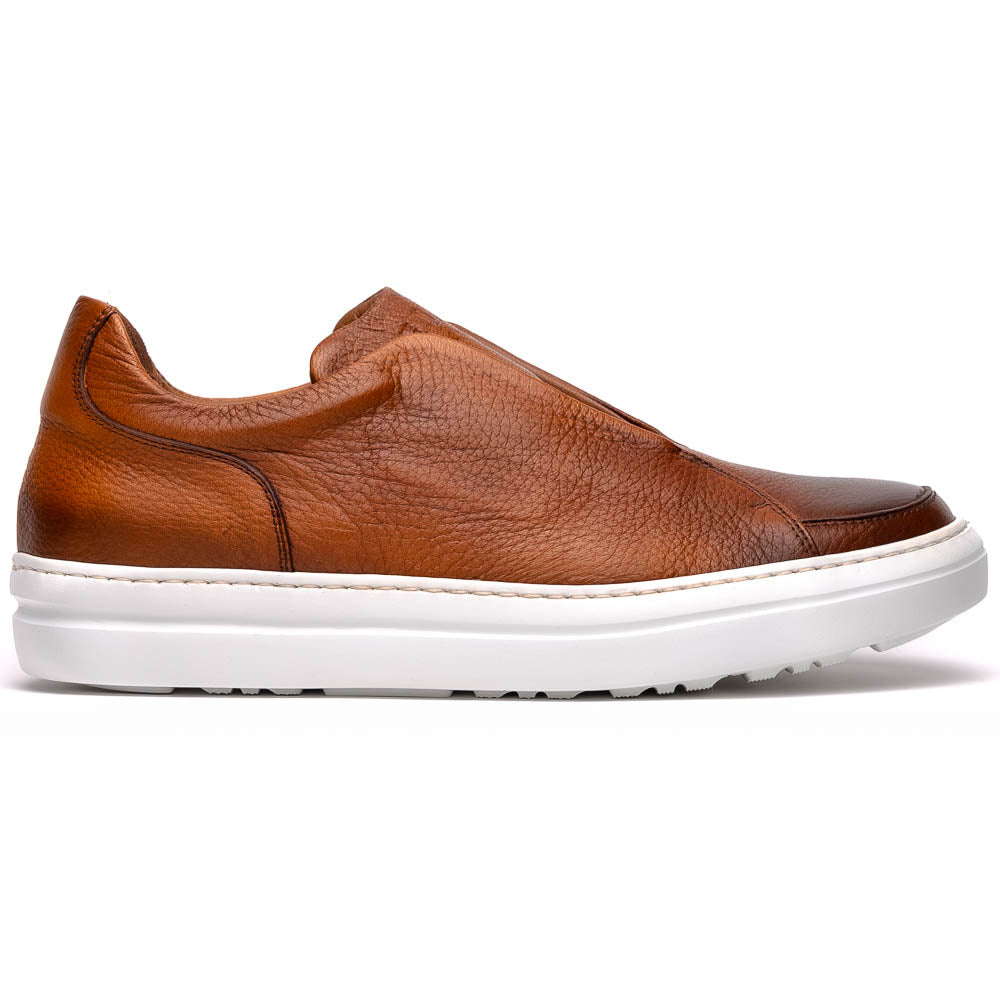 Zelli Italia Men's 65-225-CGN SPETTACOLARE Italian Pebble Grain Calfskin Sneakers Cognac