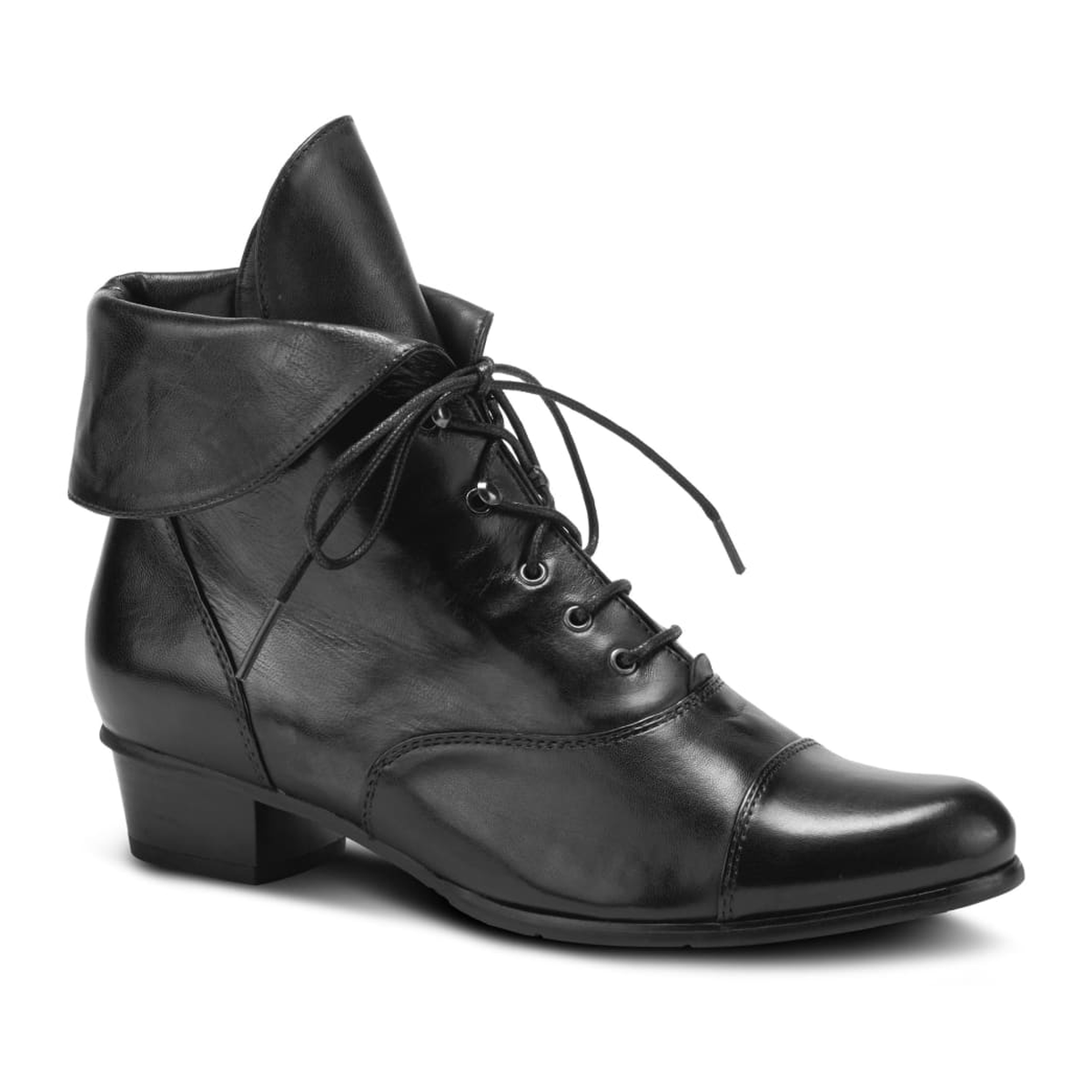 Spring Step Galil women's black leather boot, three-quarter front view