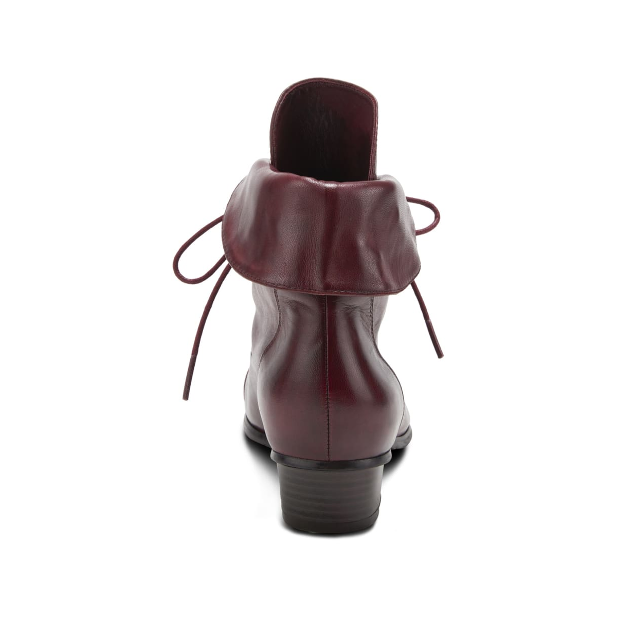 Spring Step Galil women's bordeaux leather boot, rear heel view