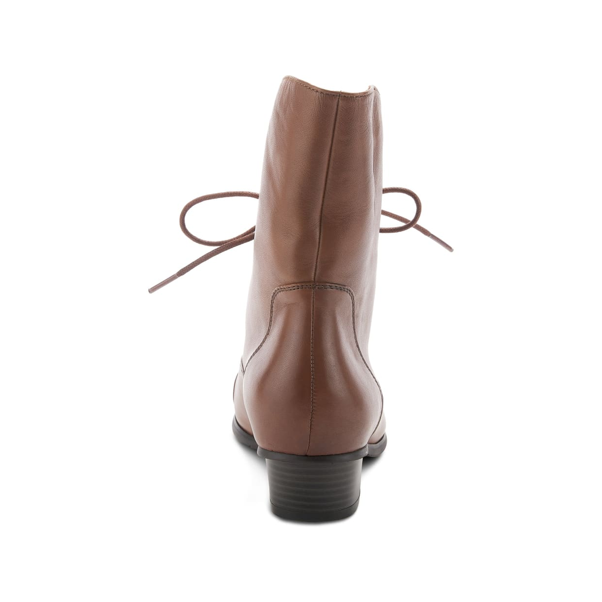Spring Step Galil women's medium brown leather boot, rear heel view