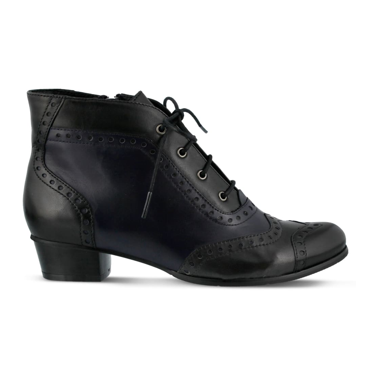 Spring Step Heroic women's black colorway ankle boot, outer side profile view