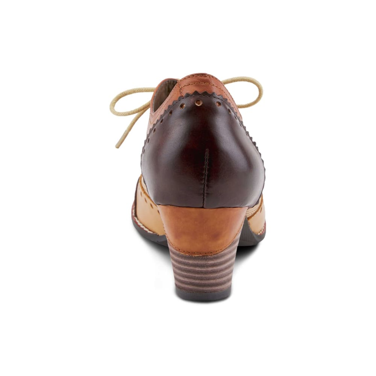 L'Artiste Bardot lace-up heeled shoe in Brown, rear view