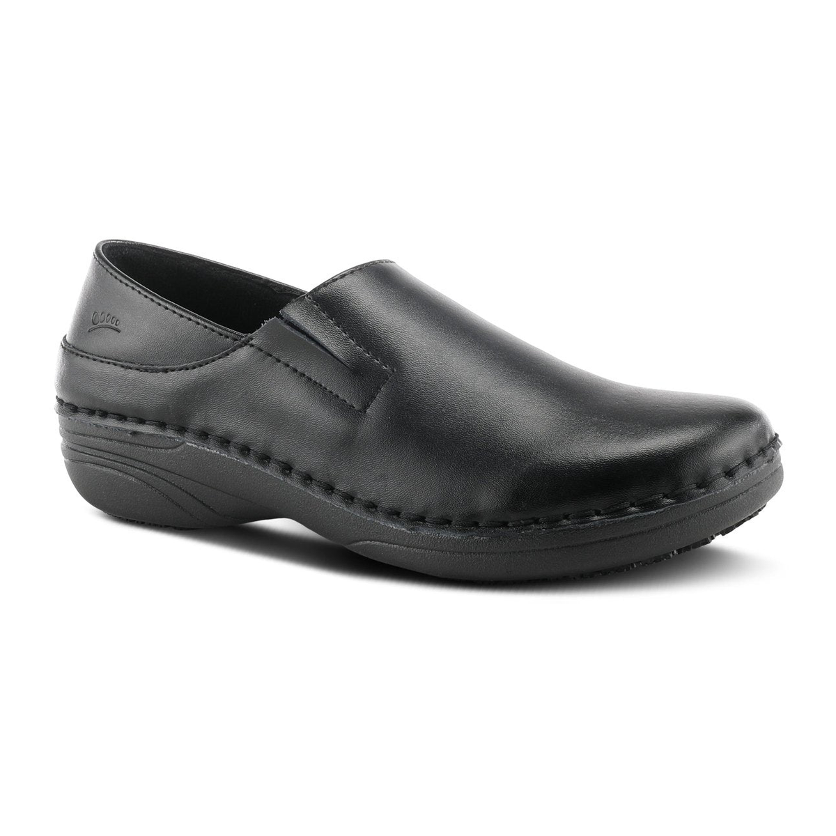 Spring Step Professional Manila women's black slip-on shoe, three-quarter view