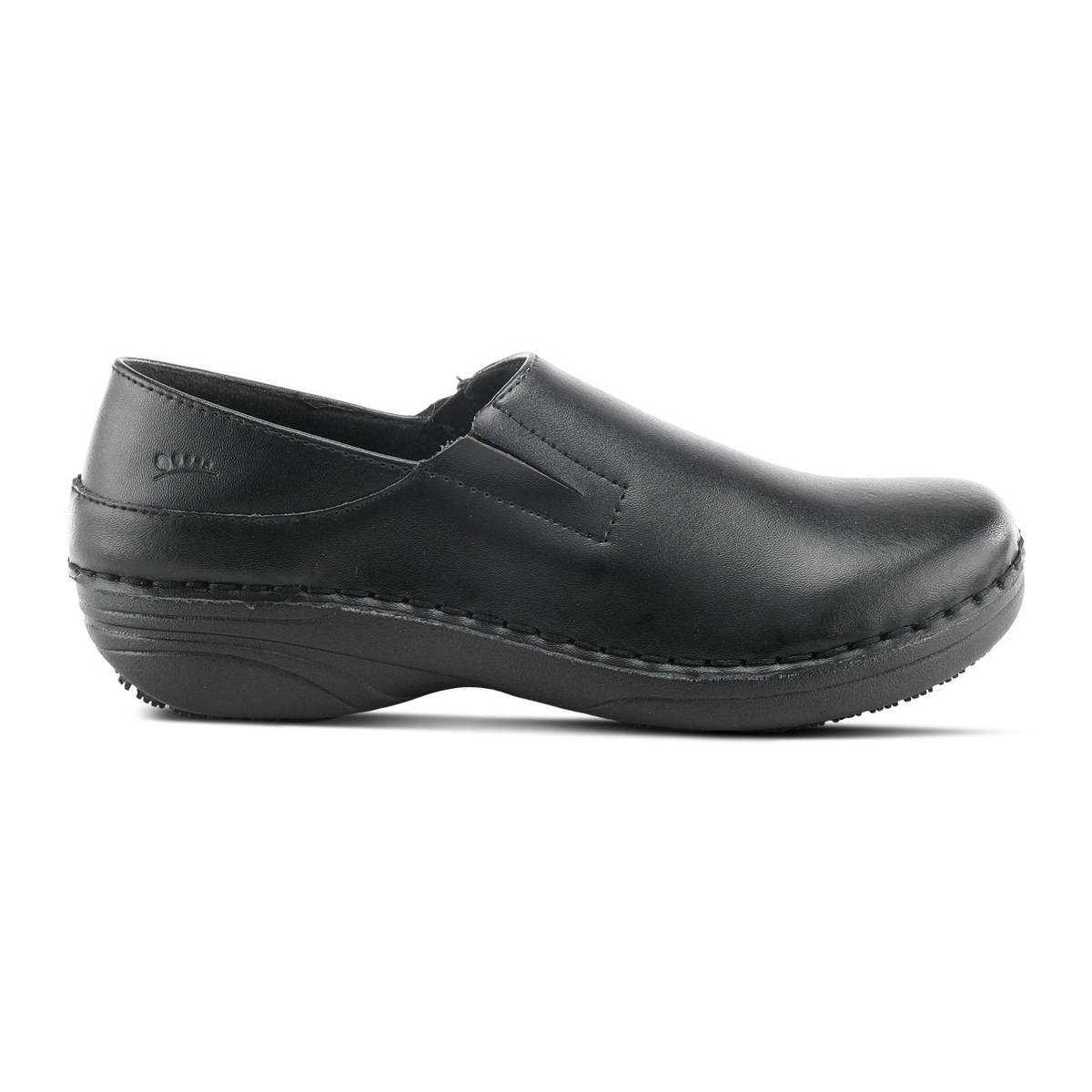 Spring Step Professional Manila women's black slip-on shoe, outer side profile view