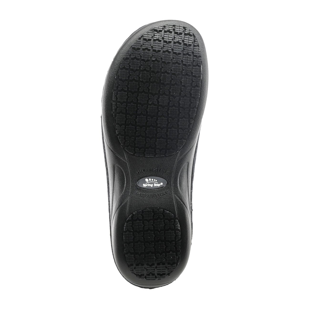 Spring Step Professional Manila women's black slip-on shoe, outsole view