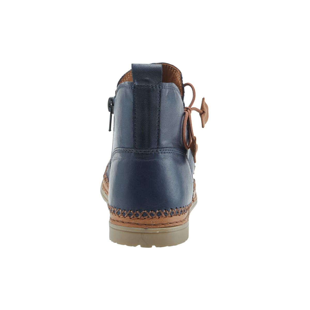 Spring Step Pomeroy women's navy leather ankle boot, rear heel view