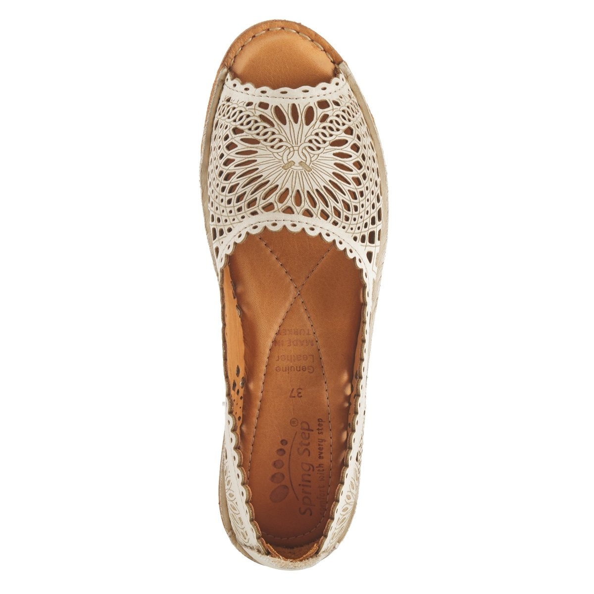 Spring Step Shoes Brandal Women’s Leather Peep Toe Flats