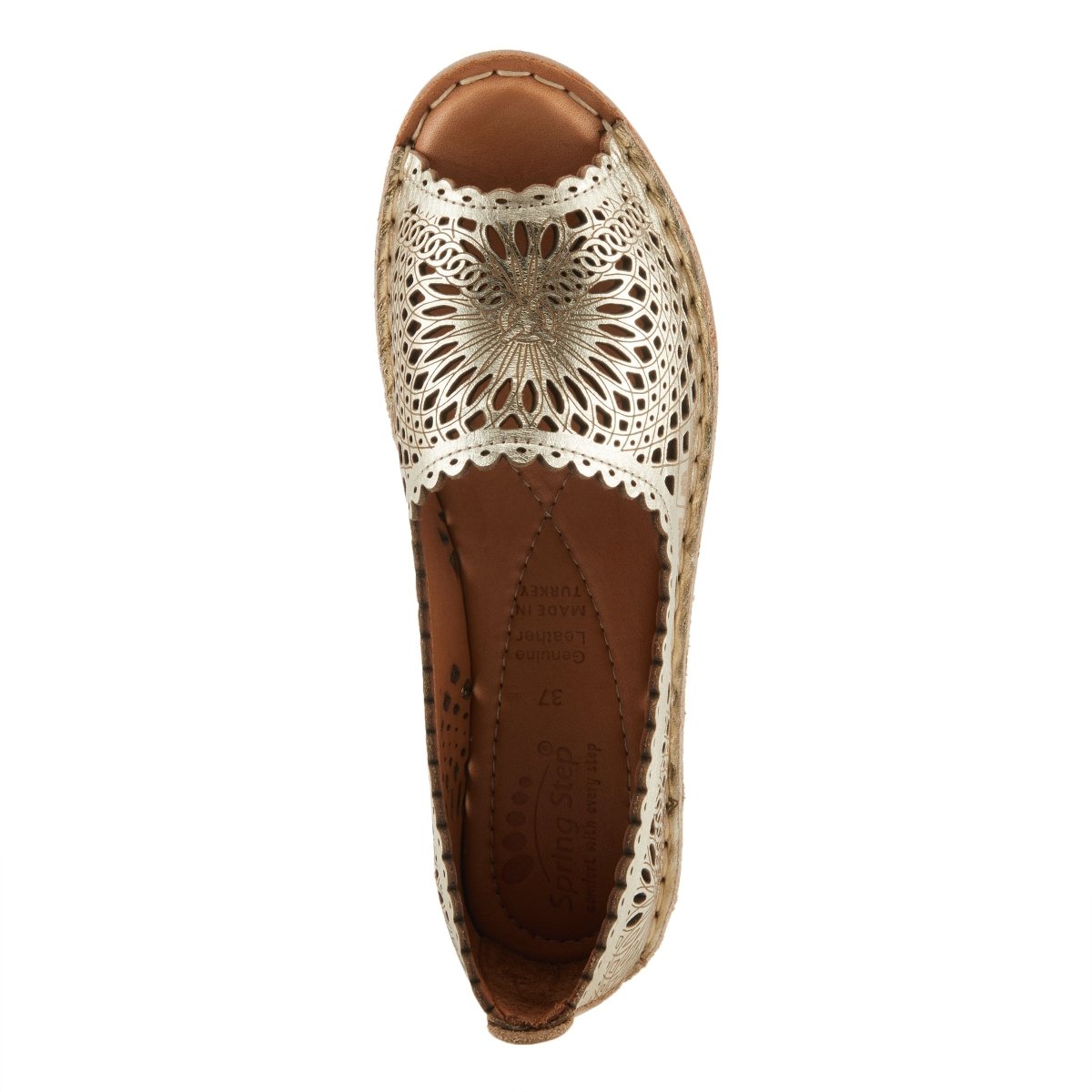 Spring Step Shoes Brandal Women’s Leather Peep Toe Flats