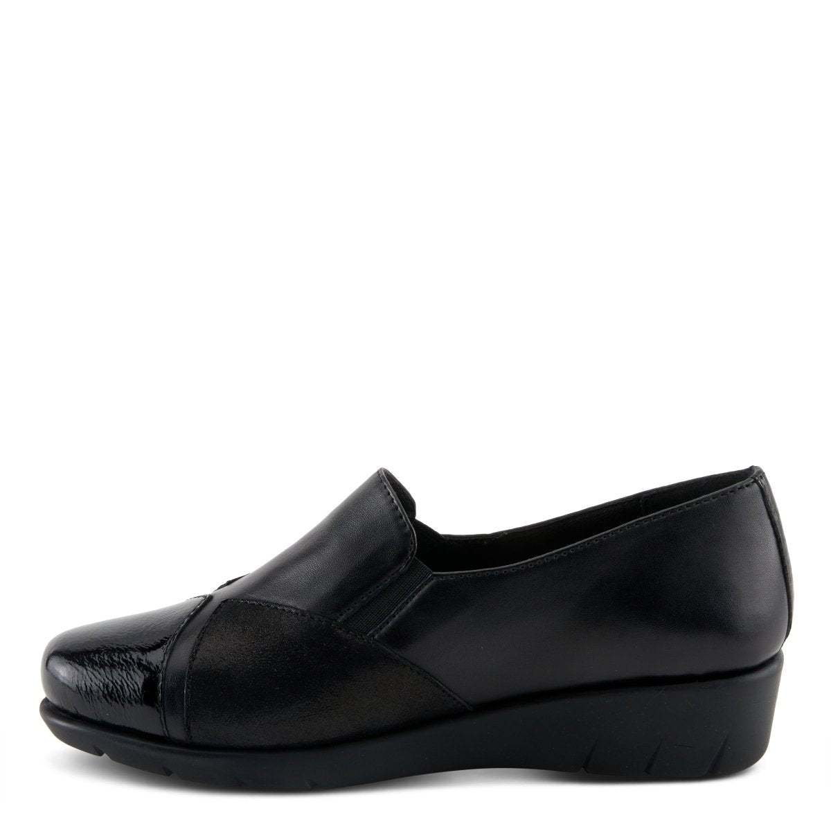 Spring Step Shoes Evzen Women's Modern Black Leather Wedge Slip On Shoes