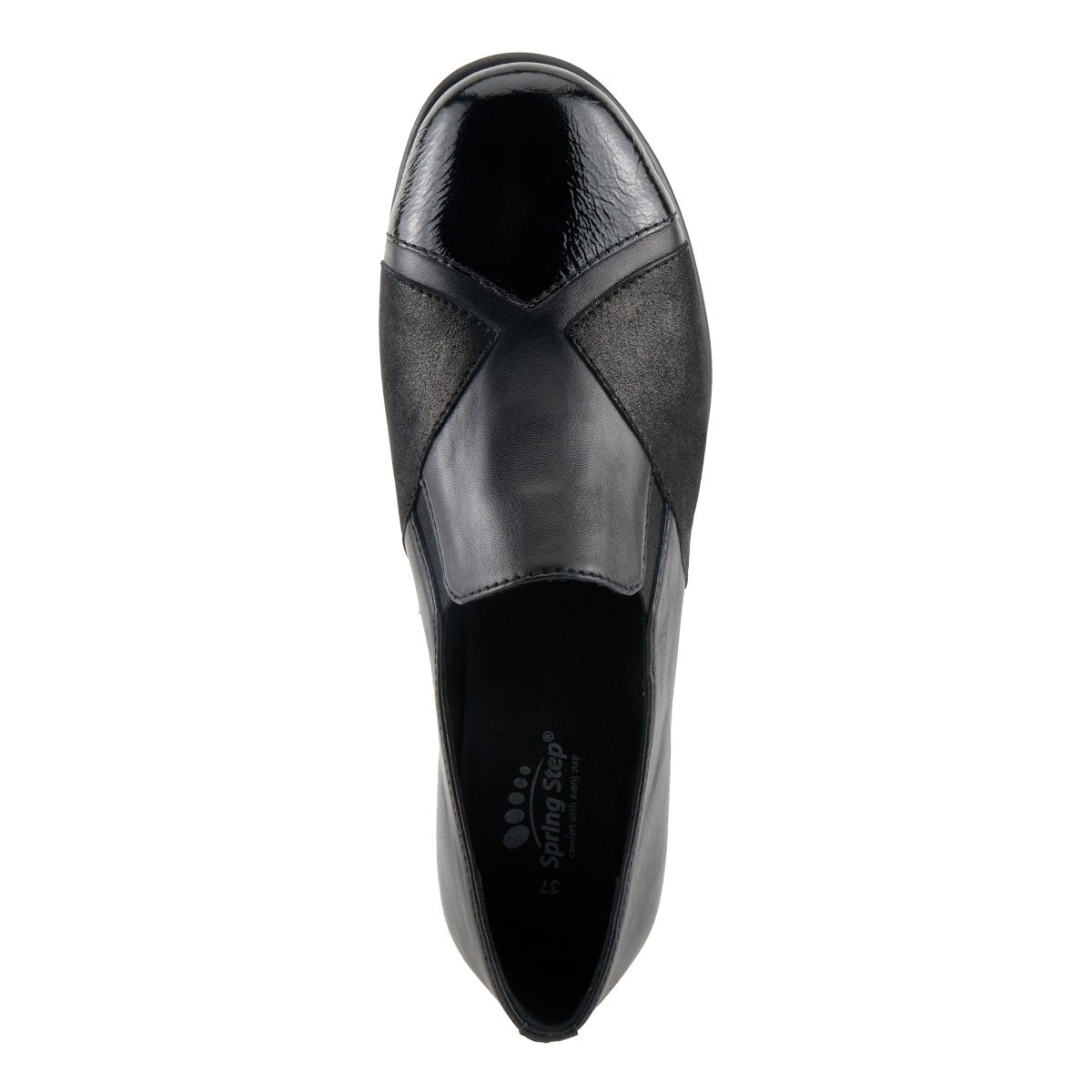 Spring Step Shoes Evzen Women's Modern Black Leather Wedge Slip On Shoes