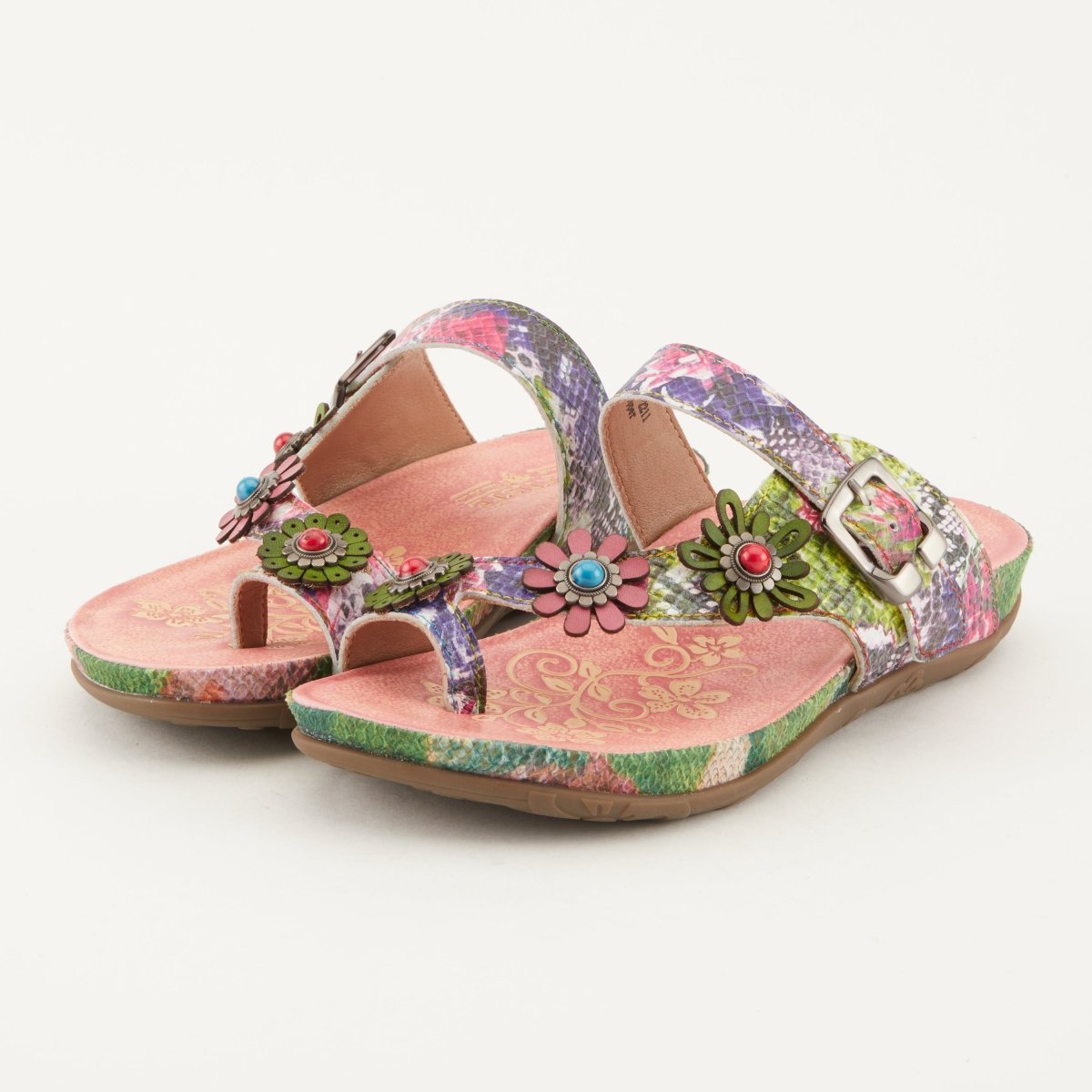 Spring Step Shoes L'Artiste Kindness Slide Sandals Women's Leather Snake Skin