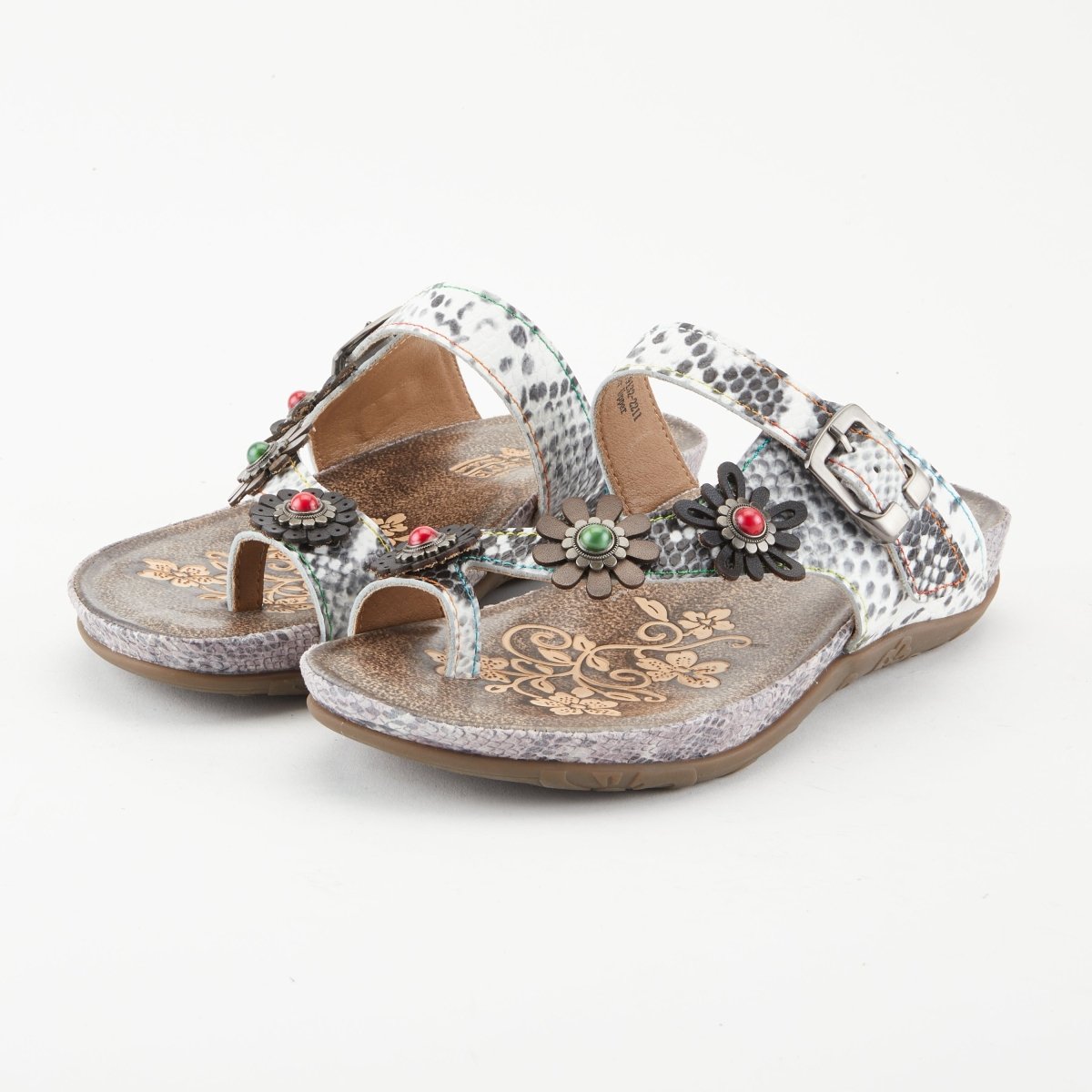 Spring Step Shoes L'Artiste Kindness Slide Sandals Women's Leather Snake Skin