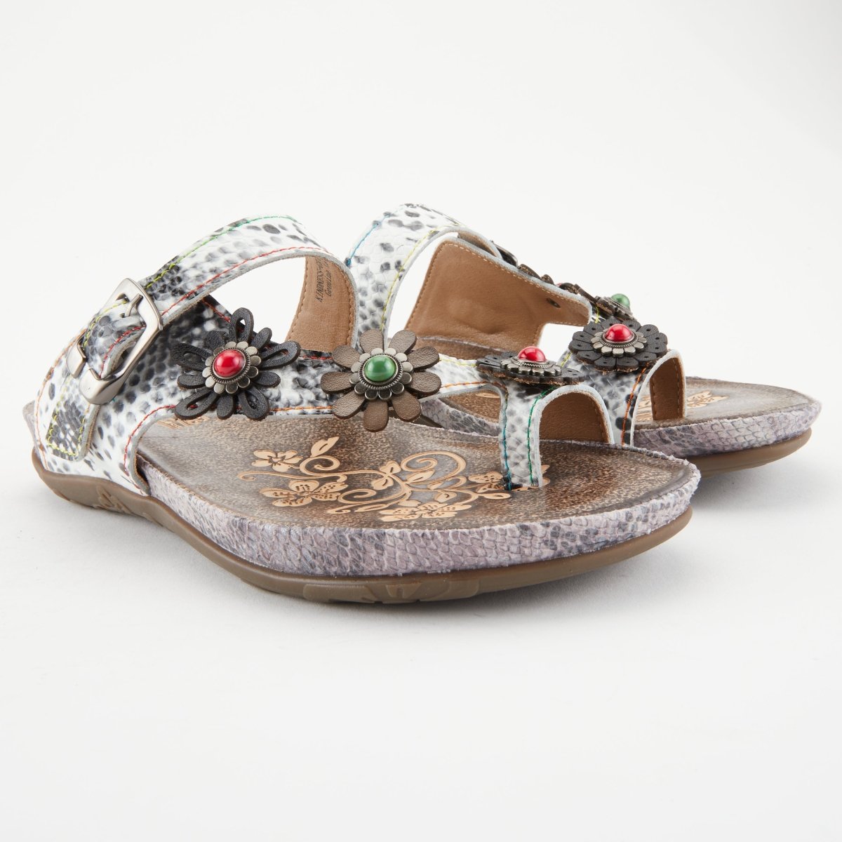 Spring Step Shoes L'Artiste Kindness Slide Sandals Women's Leather Snake Skin