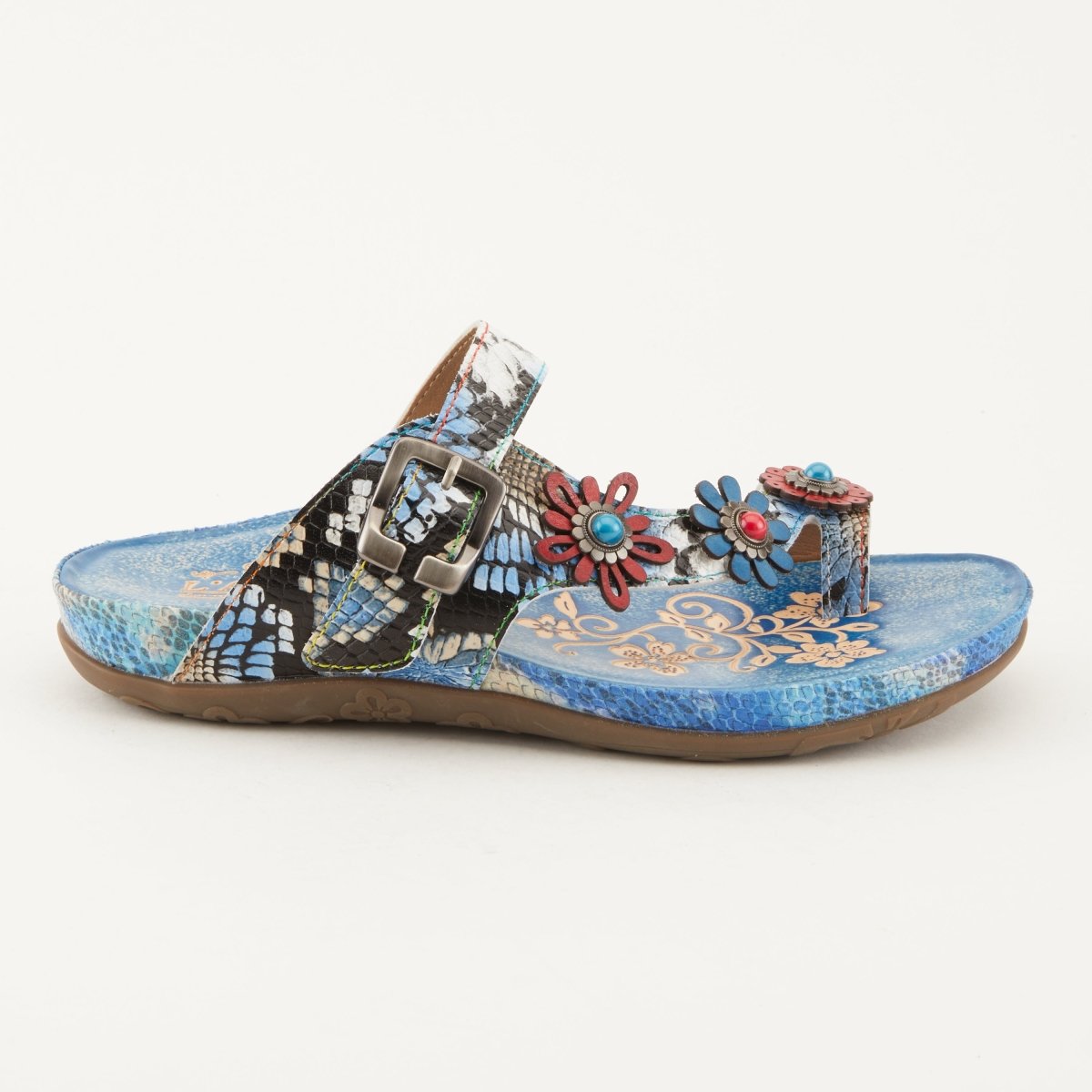 Spring Step Shoes L'Artiste Kindness Slide Sandals Women's Leather Snake Skin