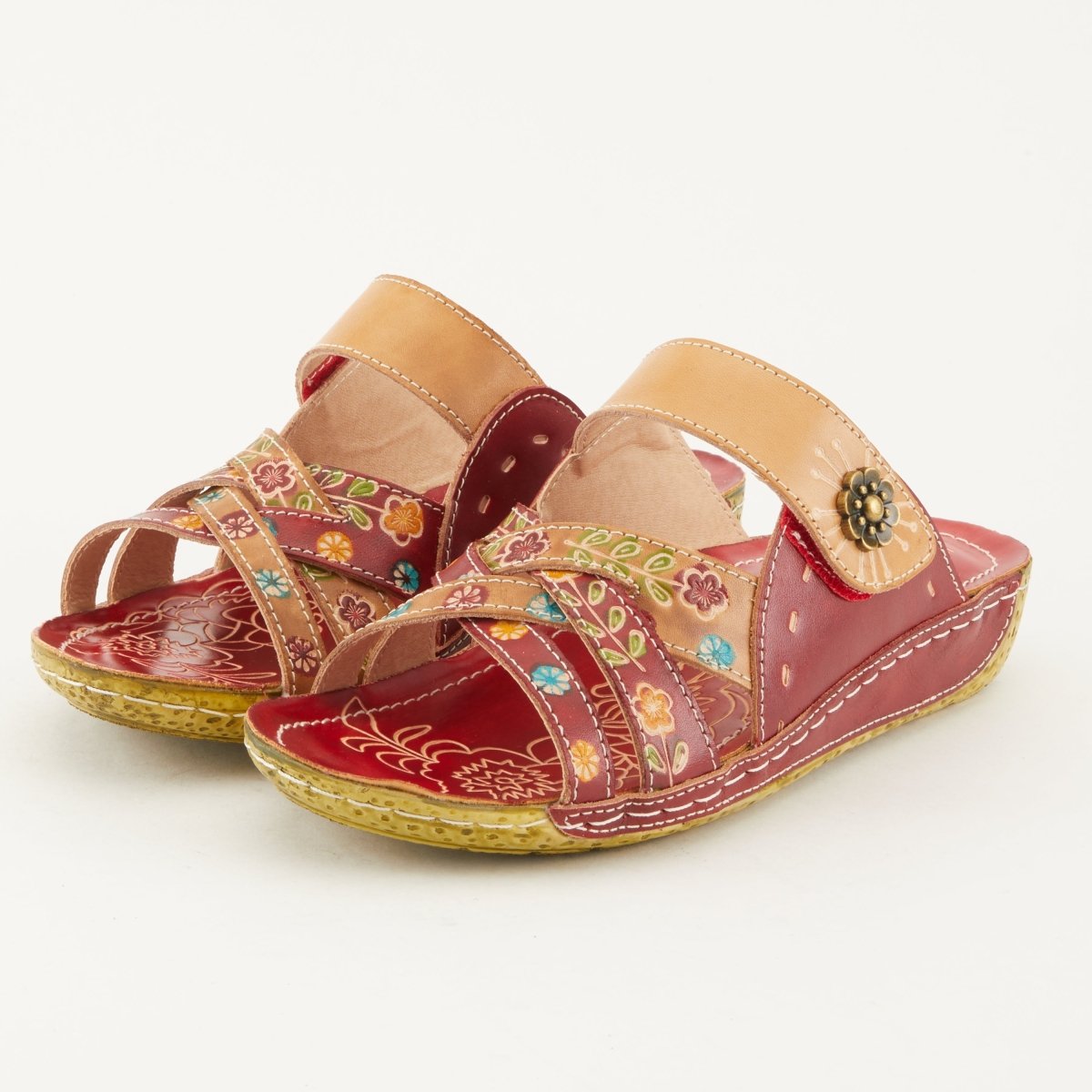 Spring Step Shoes L'Artiste Leigh Slide Sandal Women’s Hand Painted Leather
