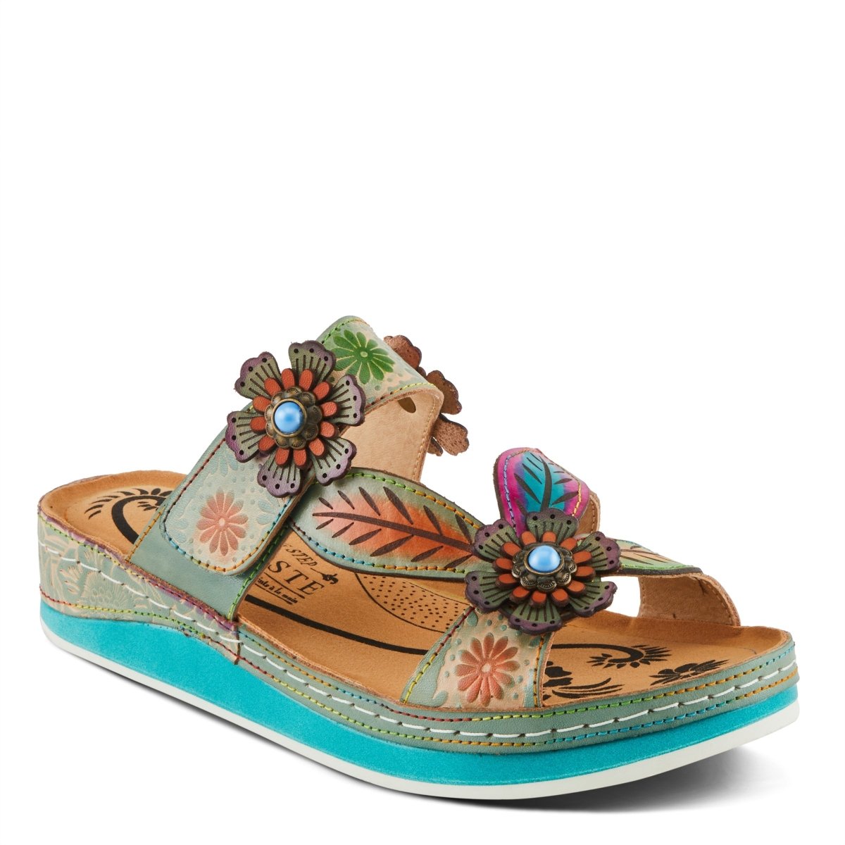 Spring Step Shoes L'Artiste Pillow Soft Sandals Women's Hand Painted Leather
