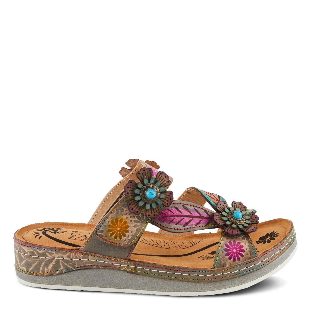 Spring Step Shoes L'Artiste Pillow Soft Sandals Women's Hand Painted Leather