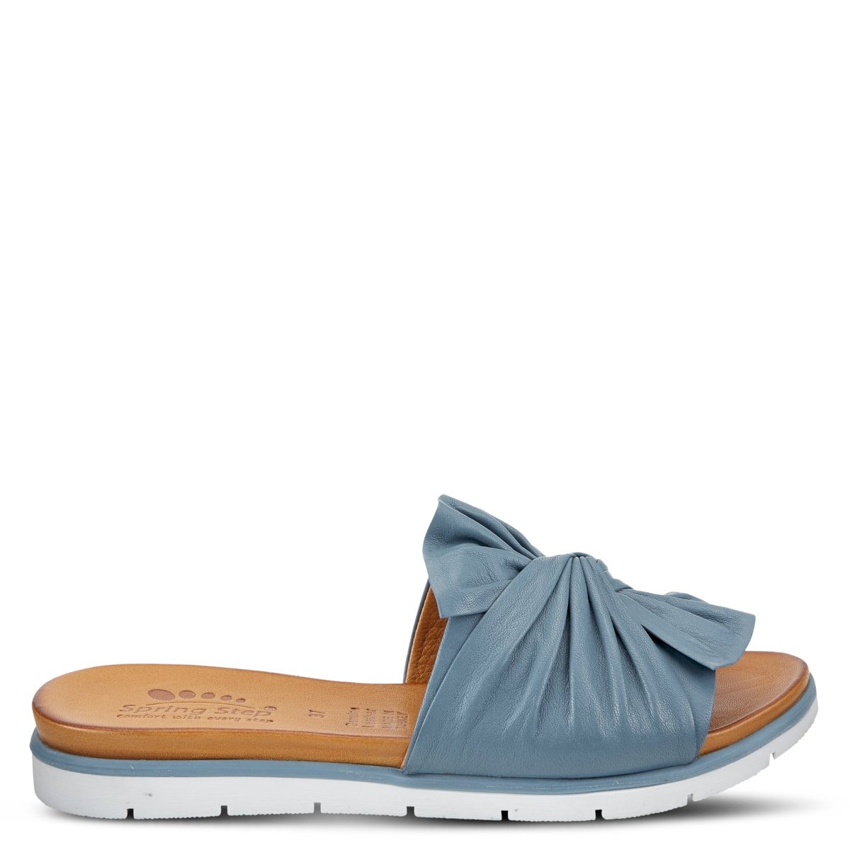 Spring Step Lavona Blue slide sandal, outer side profile