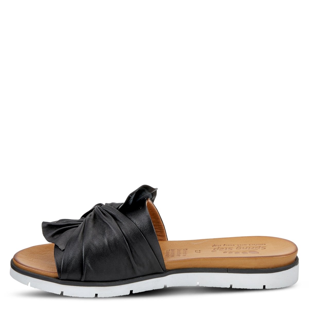 Spring Step Lavona Black slide sandal, inner side profile