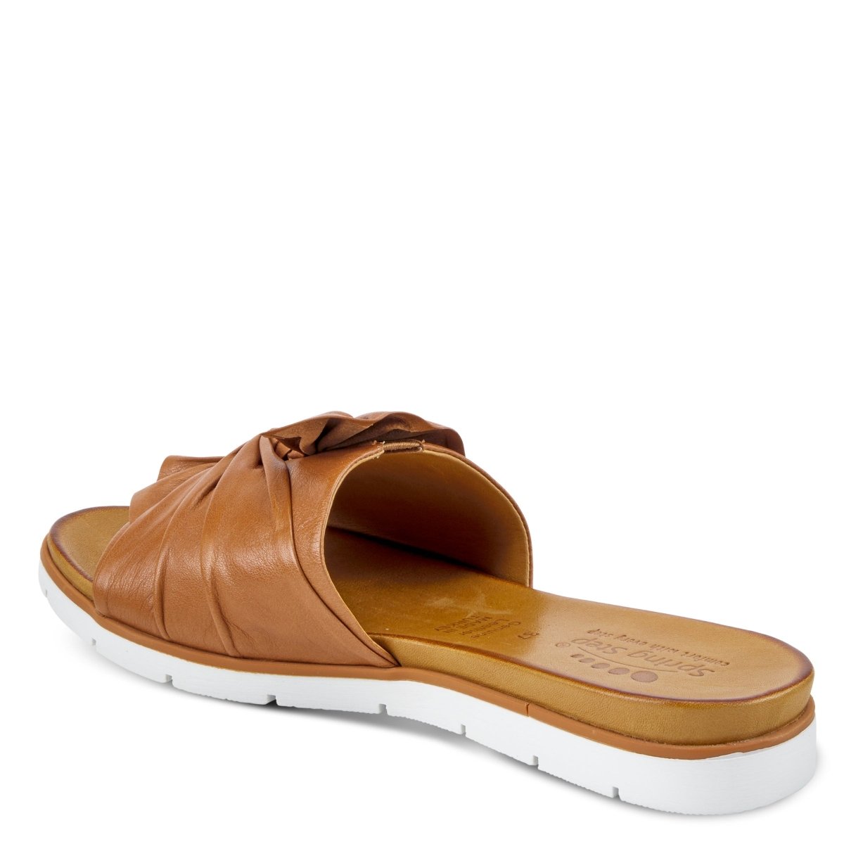 Spring Step Lavona Camel slide sandal, rear three-quarter view