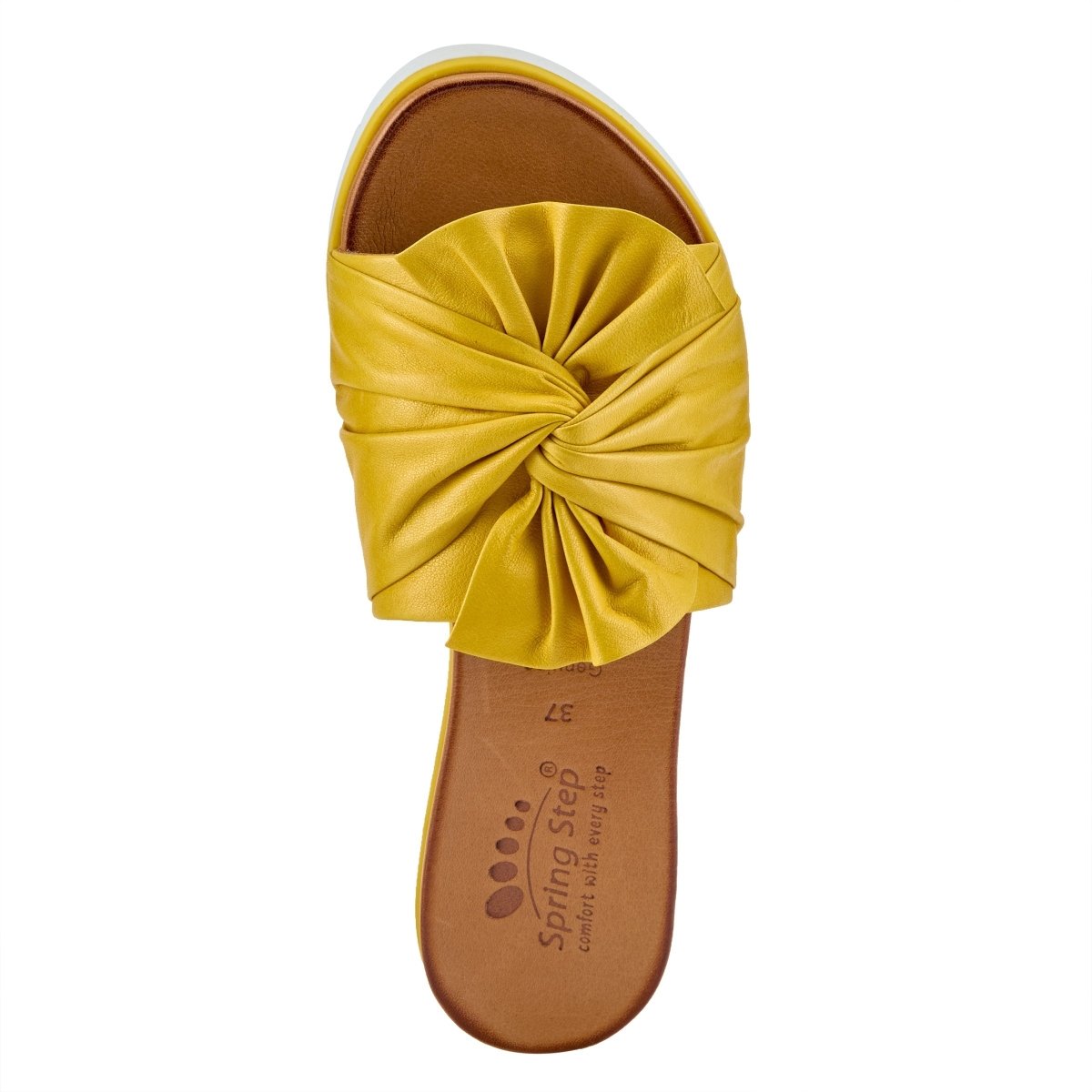 Spring Step Lavona Yellow slide sandal, top view