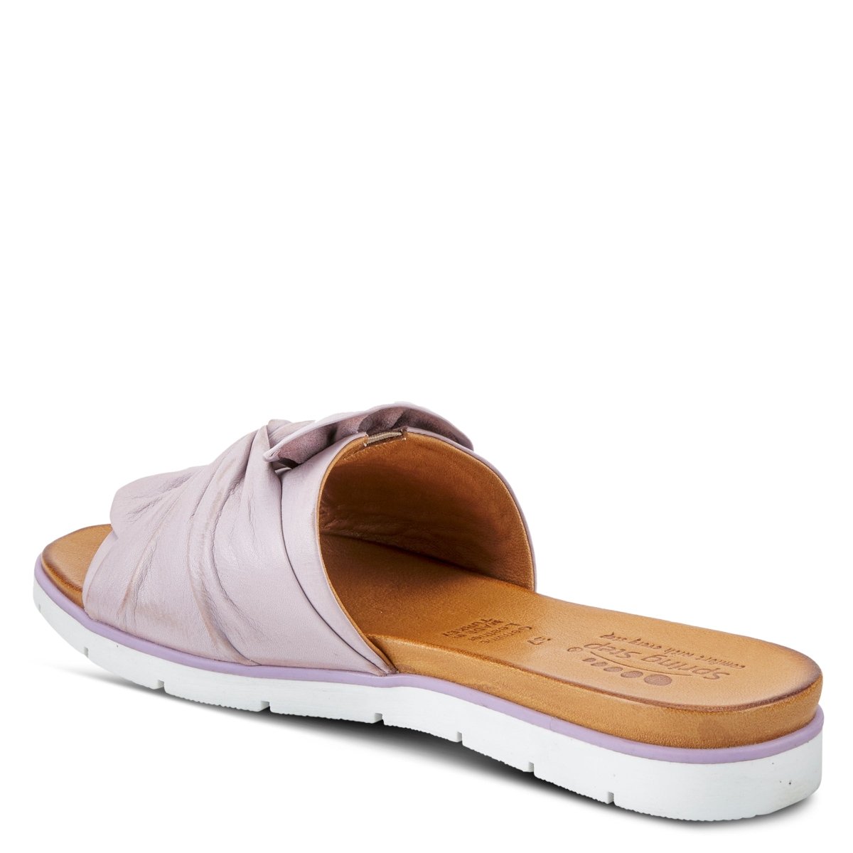 Spring Step Lavona Lilac slide sandal, rear three-quarter view