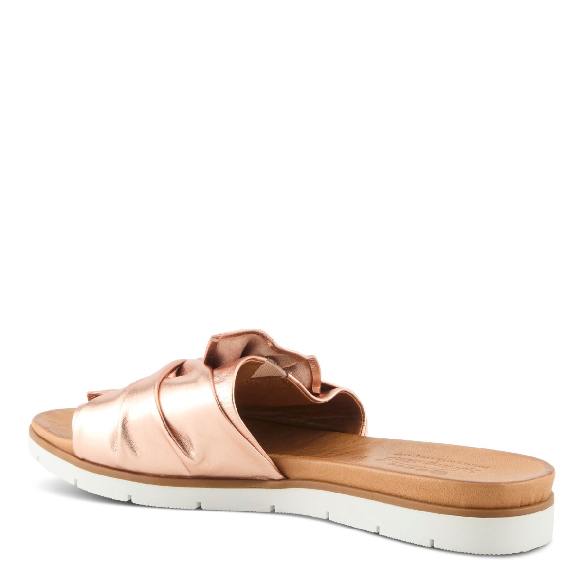 Spring Step Lavona Rose Gold slide sandal, rear three-quarter view