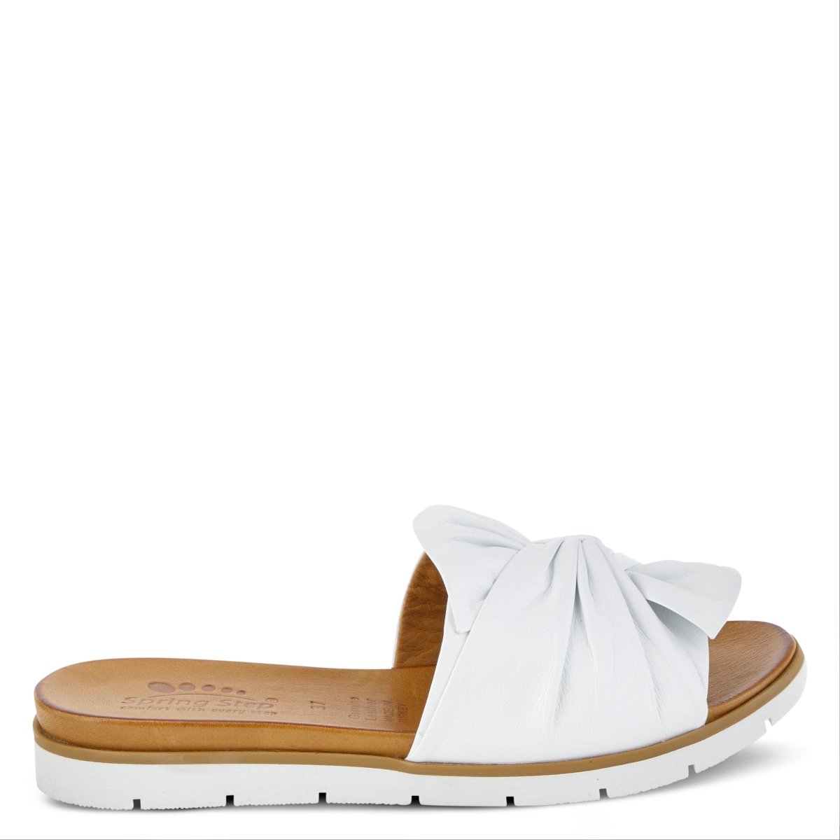Spring Step Lavona White slide sandal, outer side profile