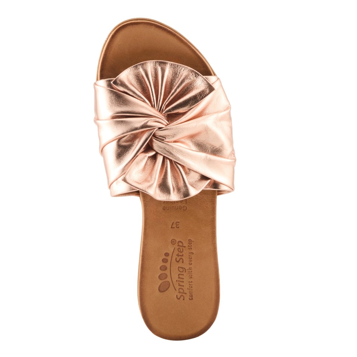 Spring Step Lavona Rose Gold slide sandal, top view