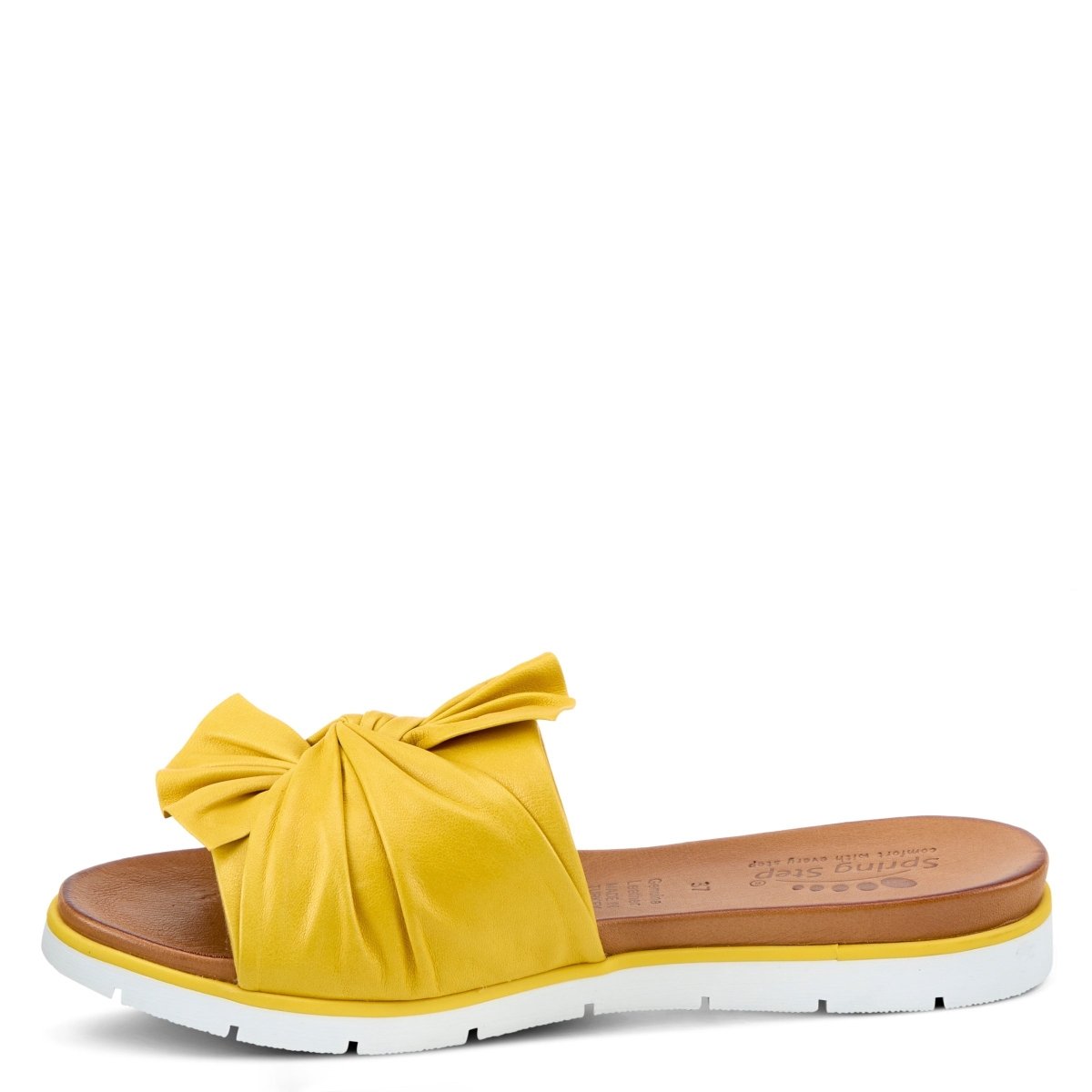 Spring Step Lavona Yellow slide sandal, inner side profile