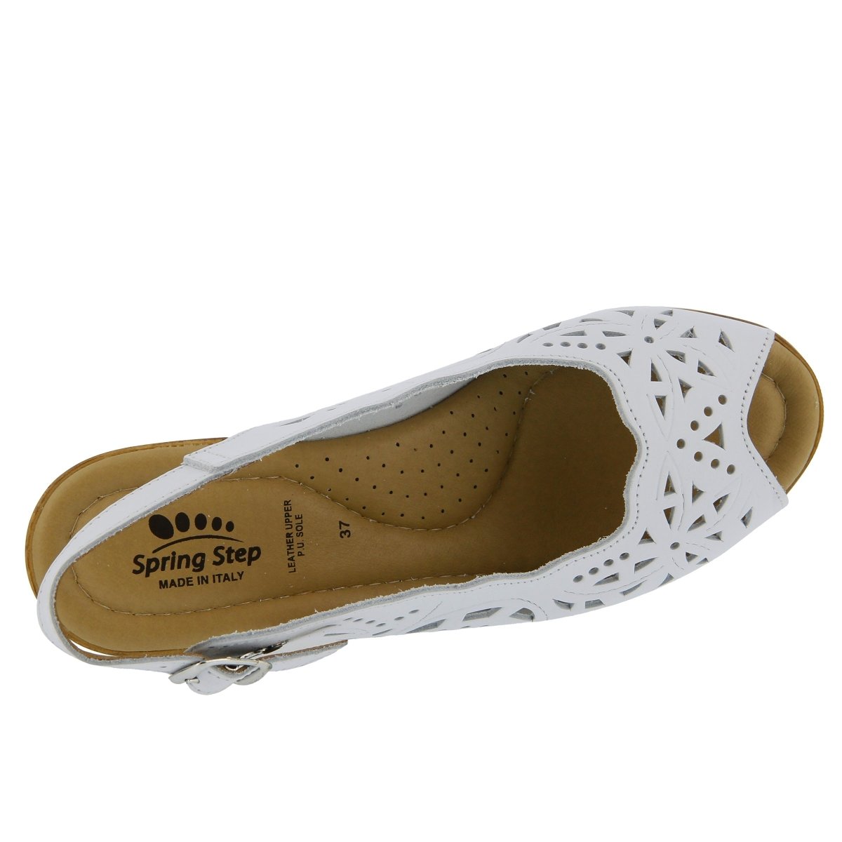 Spring Step Shoes Orella Women's White Italian Leather Wedge Sandals – product view 3