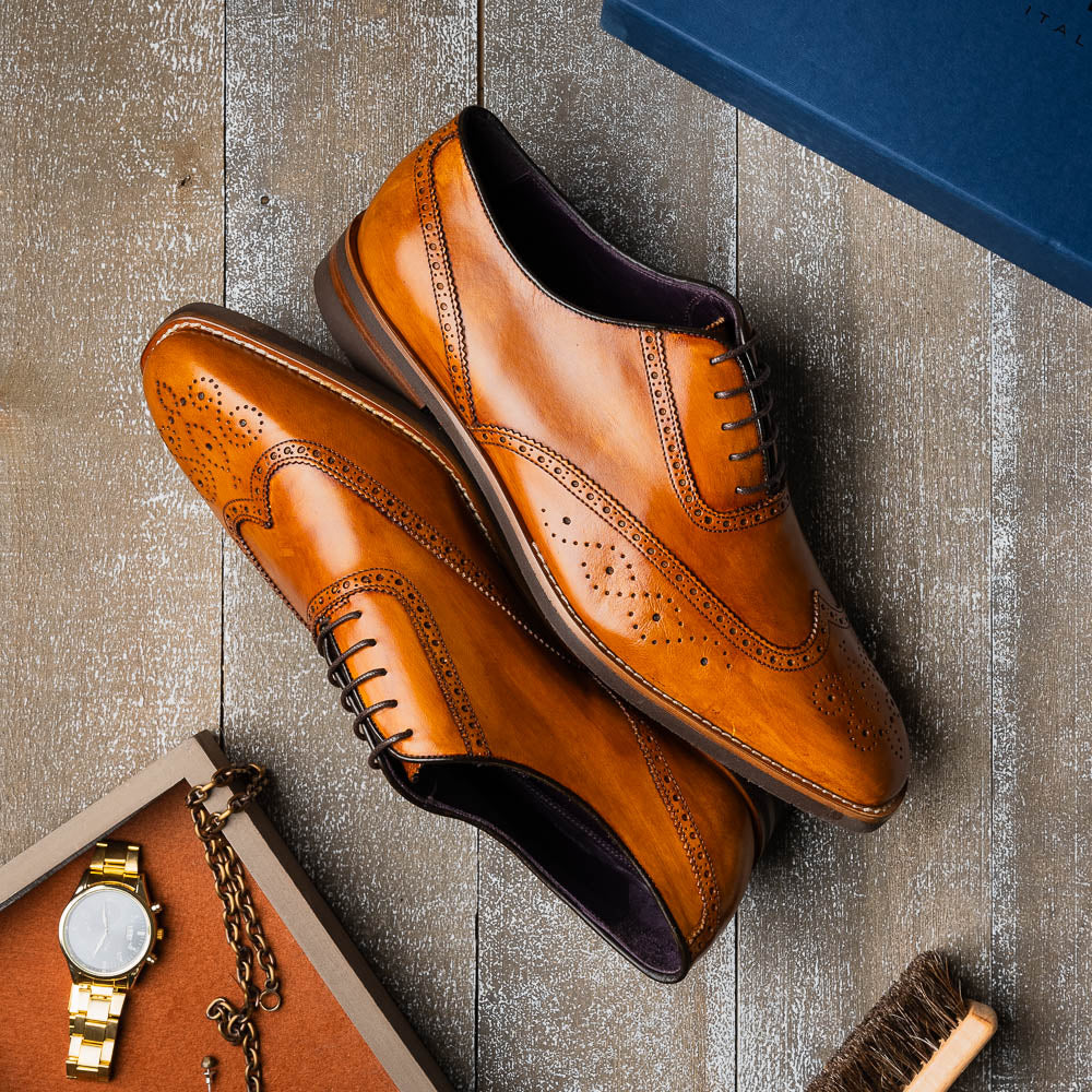 Zelli Italia Men's 25-562-CML STEPHANO Wingtip Oxford Camel