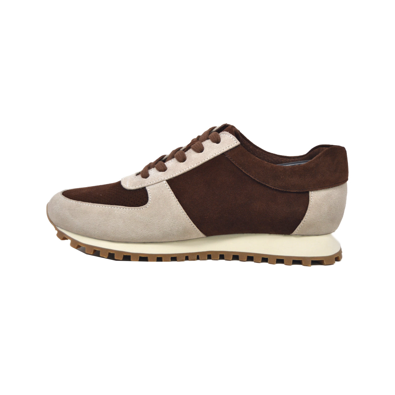 British Walkers Surrey Men's Brown and Bone Suede Low Top Sneakers view 6