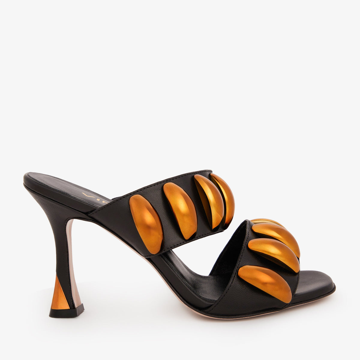 Vinci Leather The Eclipse Black & Gold Leather Women Sandal – product view 1