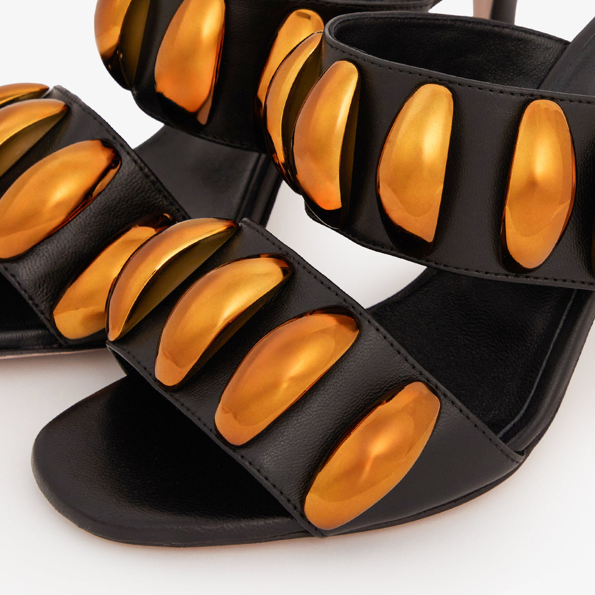 Vinci Leather The Eclipse Black & Gold Leather Women Sandal – product view 3