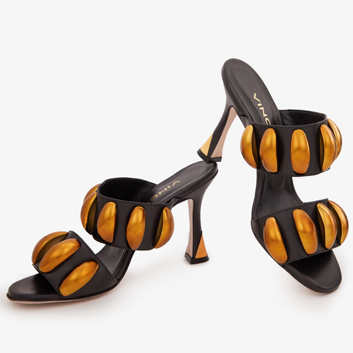 Vinci Leather The Eclipse Black & Gold Leather Women Sandal – product view 4