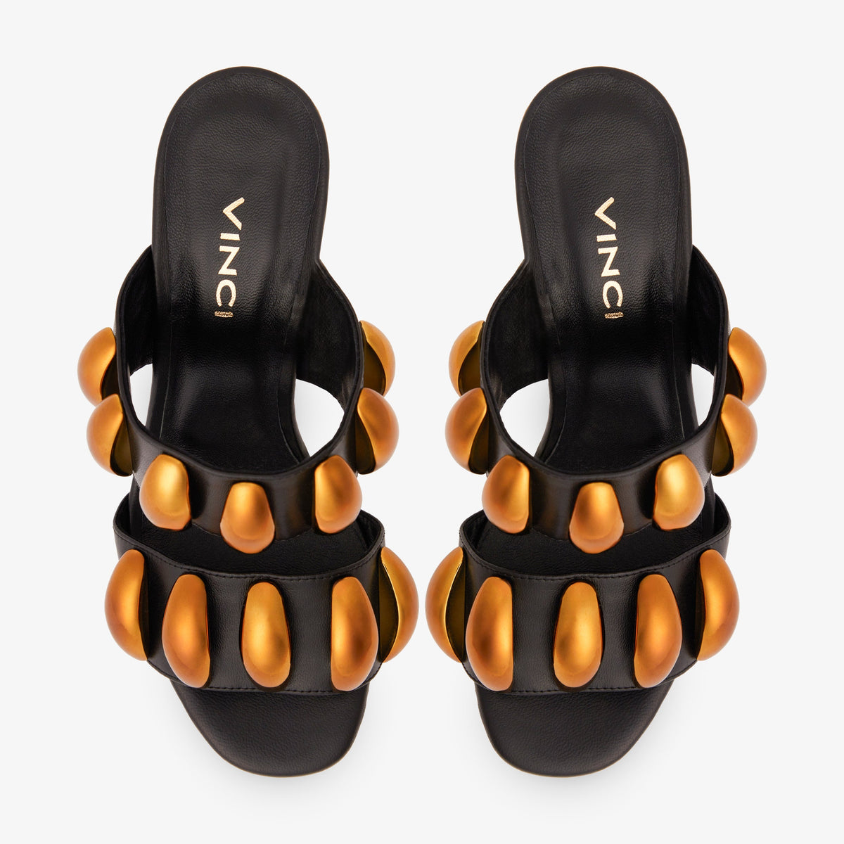 Vinci Leather The Eclipse Black & Gold Leather Women Sandal – product view 6