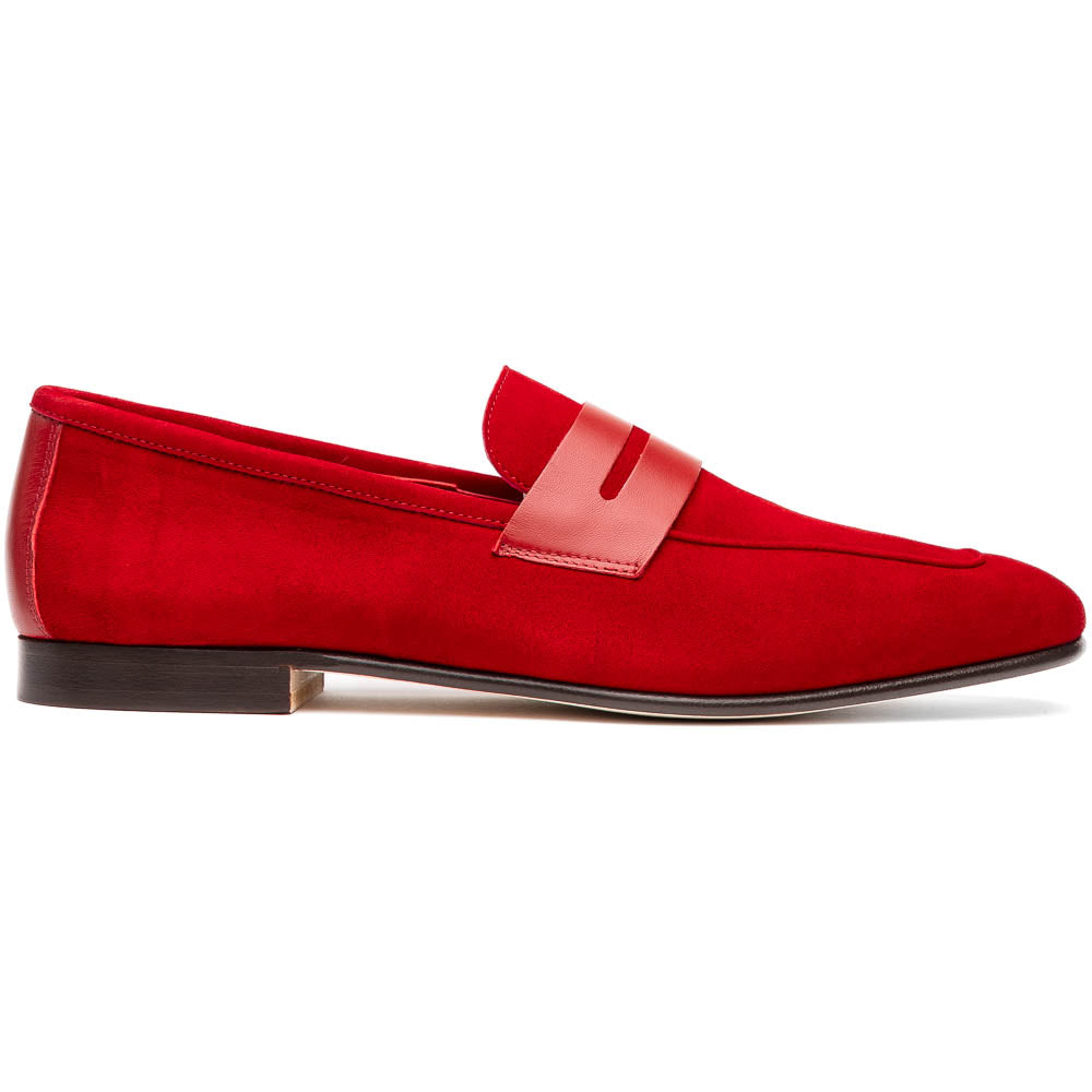 Zelli Italia Men's 16-672-RED Tippa Suede & Calfskin Penny Loafers Red
