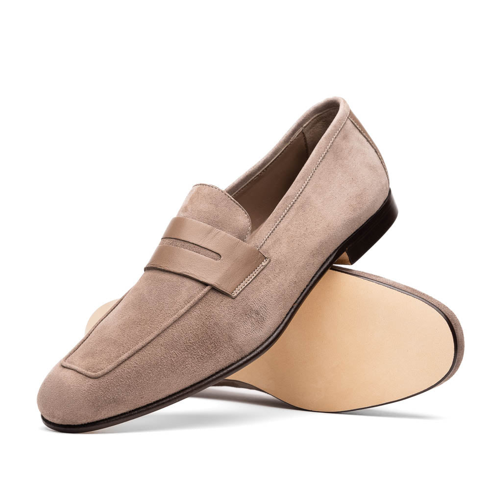 Zelli Italia Men's 16-672-TPE Tippa Suede & Calfskin Penny Loafers Taupe