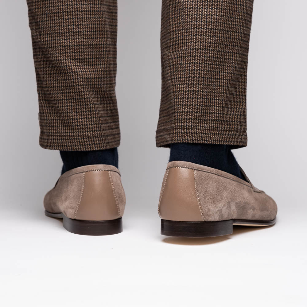 Zelli Italia Men's 16-672-TPE Tippa Suede & Calfskin Penny Loafers Taupe