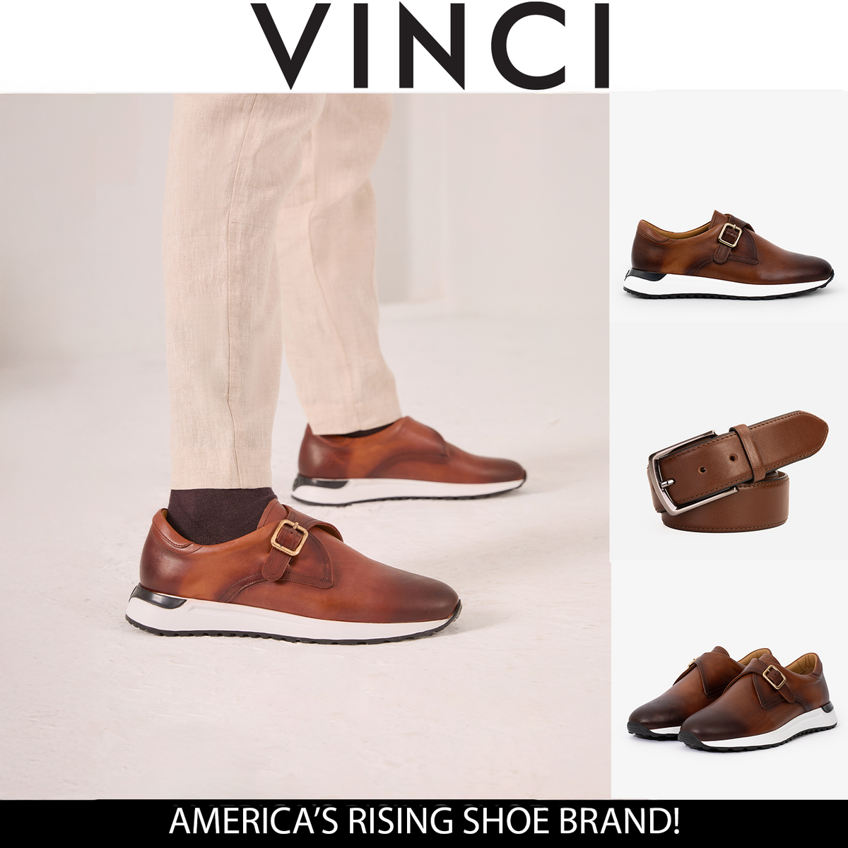 Vinci Leather The Torino Tan Leather Men Sneaker – product view 17