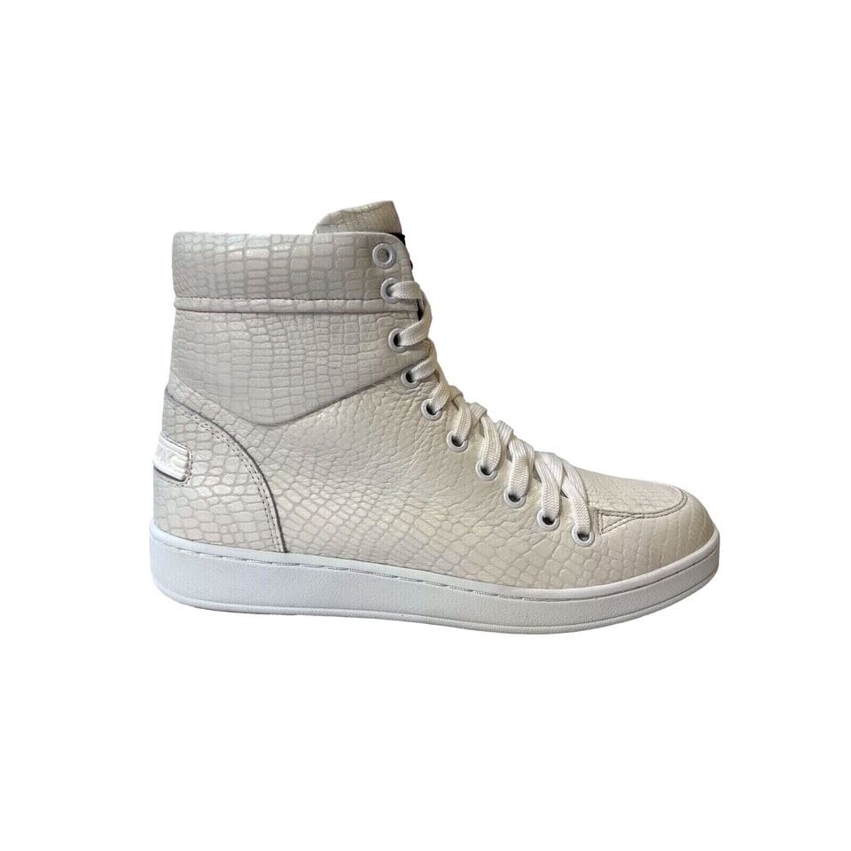 Travel Fox 900 Series Men's White Embossed Snake Leather High Top Sneakers 916101 007