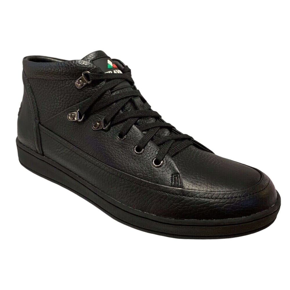 Travel Fox Cancun Men's Black Nappa Leather Mid Top Sneakers 916103101