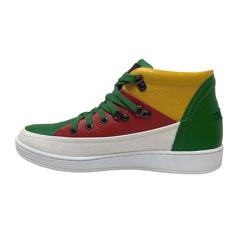 Travel Fox Cancun Men's RedGreenYellow Leather Mid Top Sneakers 916103 33